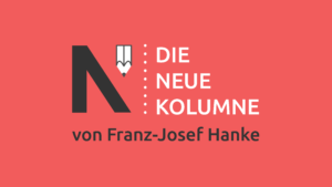 Das Logo von Die Neue Norm auf rotem Grund. Rechts steht: Die neue Kolumne. Unten steht: Von Franz-Josef Hanke.