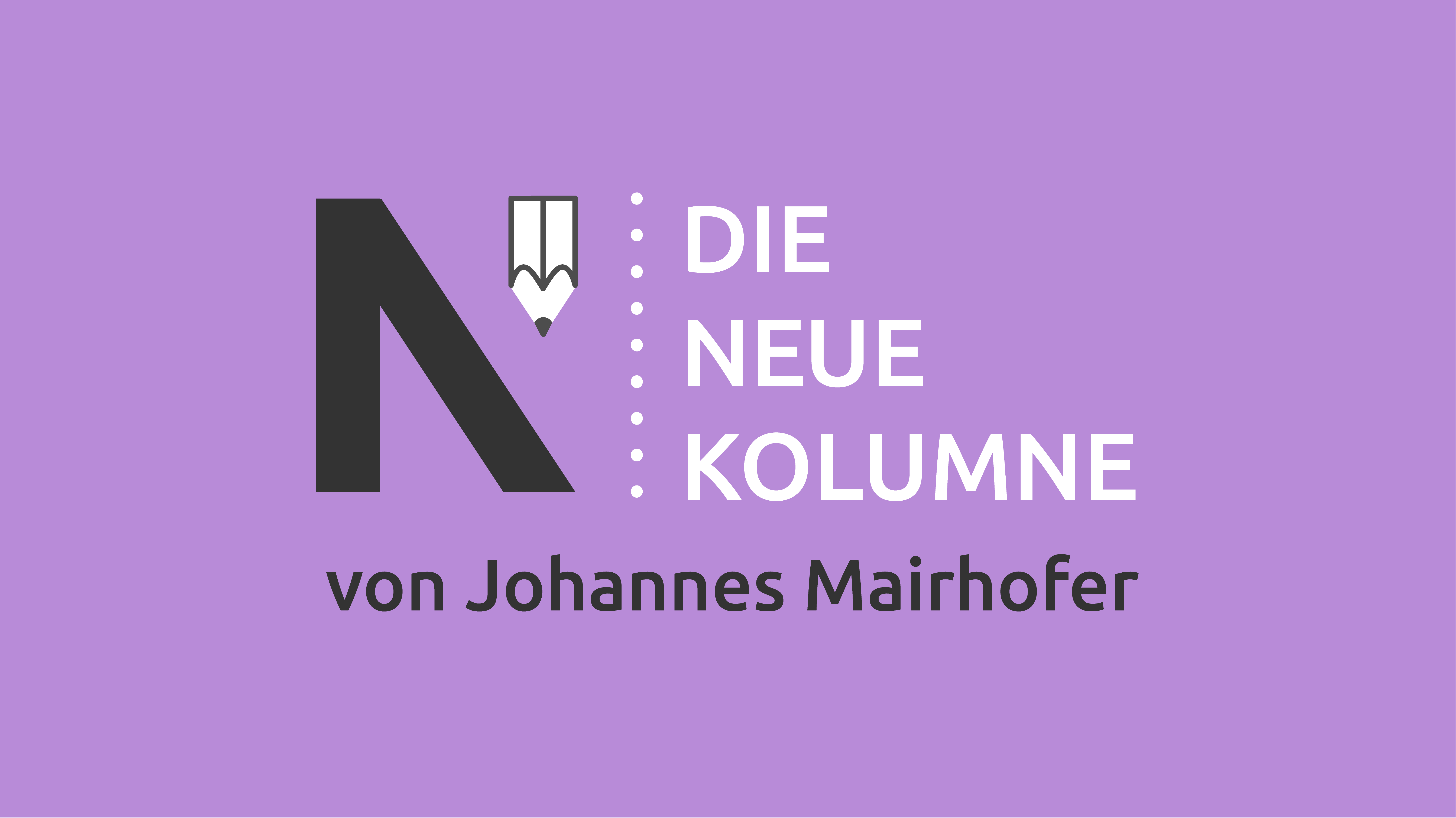 Das Logo von Die Neue Norm auf lilafarbenen Grund. Rechts steht: Die Neue Kolumne. Unten steht: Von Johannes Mairhofer.