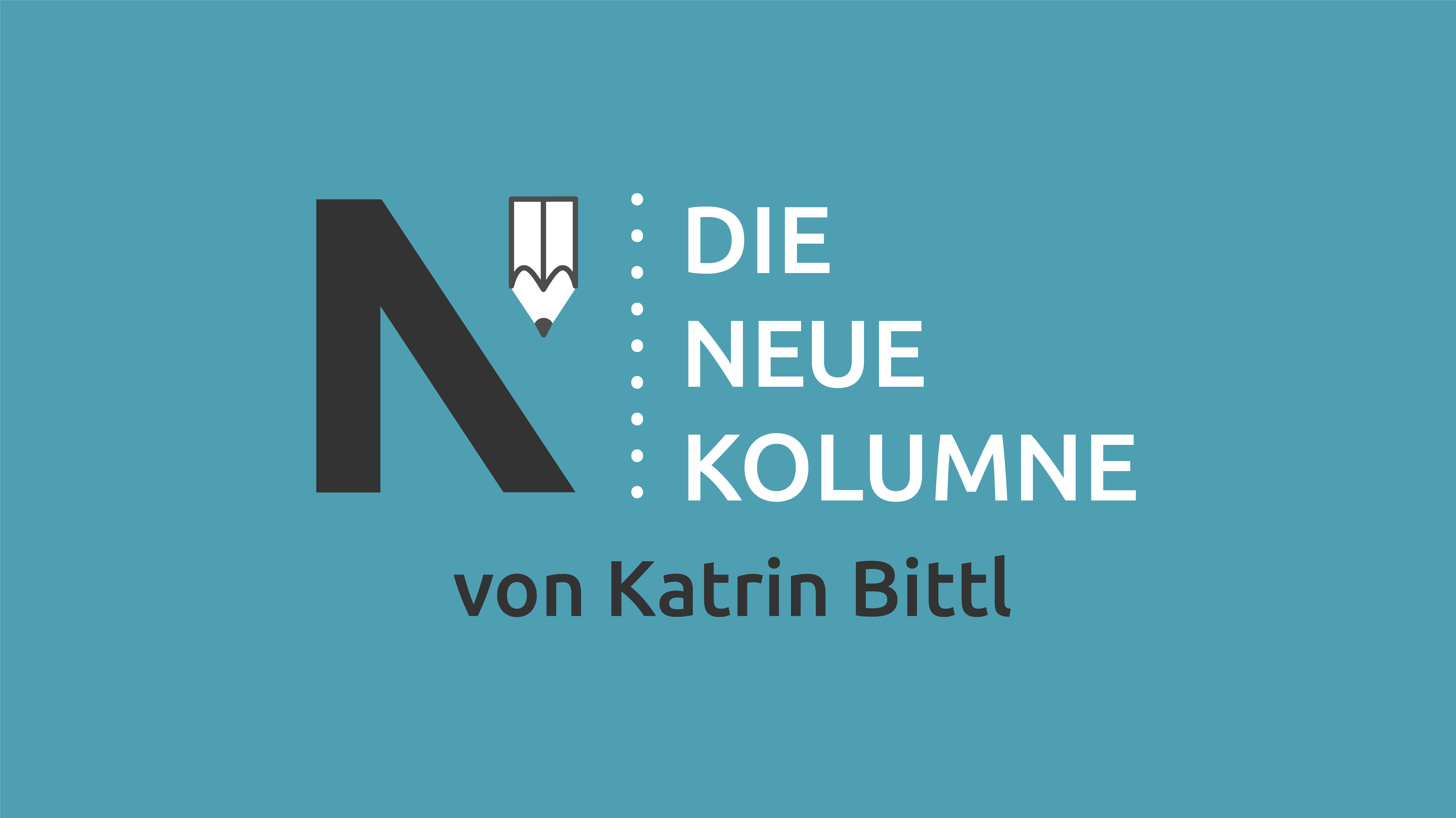 Das Logo von Die Neue Norm auf türkiesem Grund. Rechts davon steht: Die Neue Kolumne. Unten steht: Von Katrin Bittl.