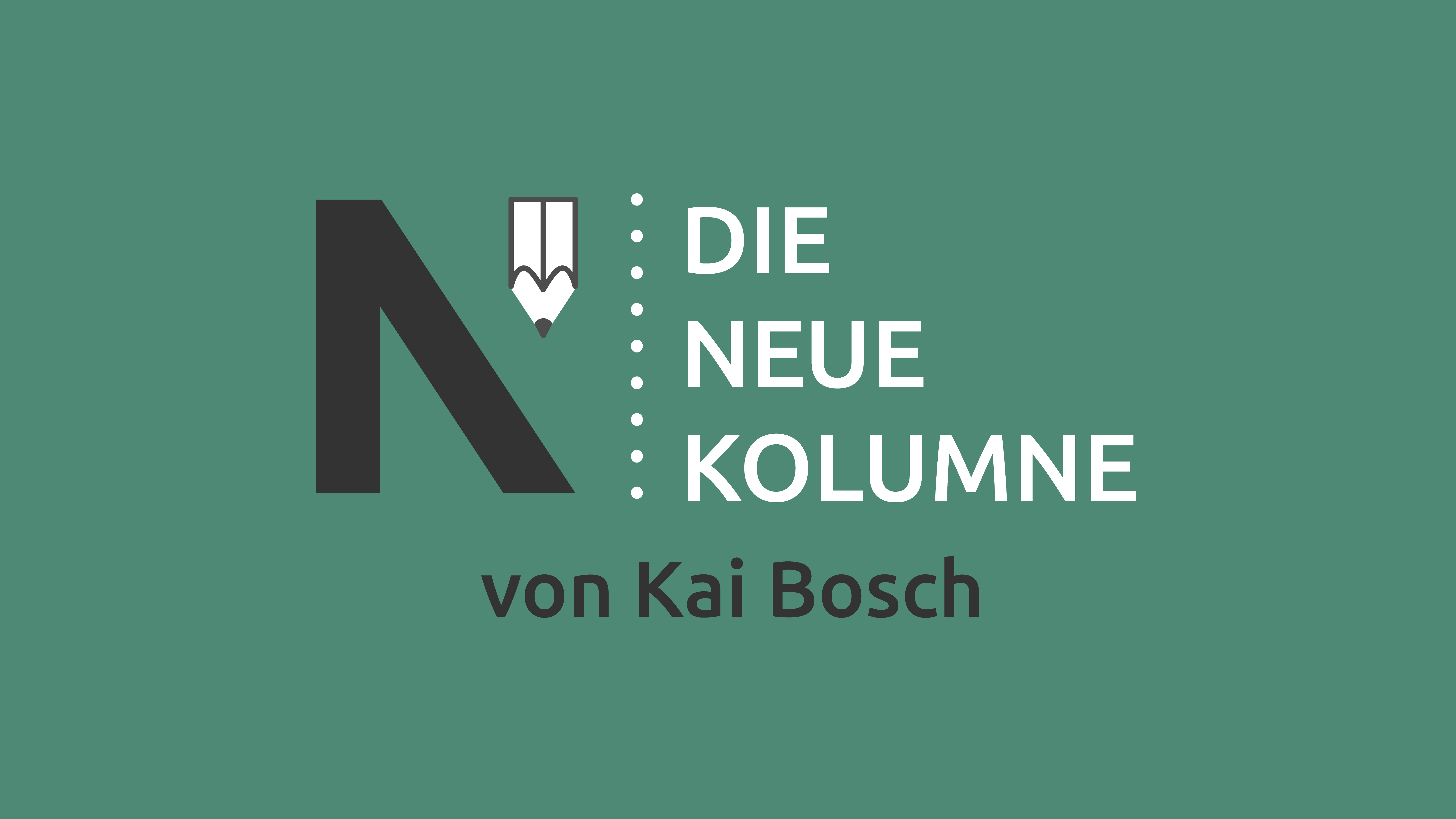 Das Logo von Die Neue Norm auf grünem Grund. Rechts davon steht: Die Neue Kolumne. Unten steht: Von Kai Bosch.