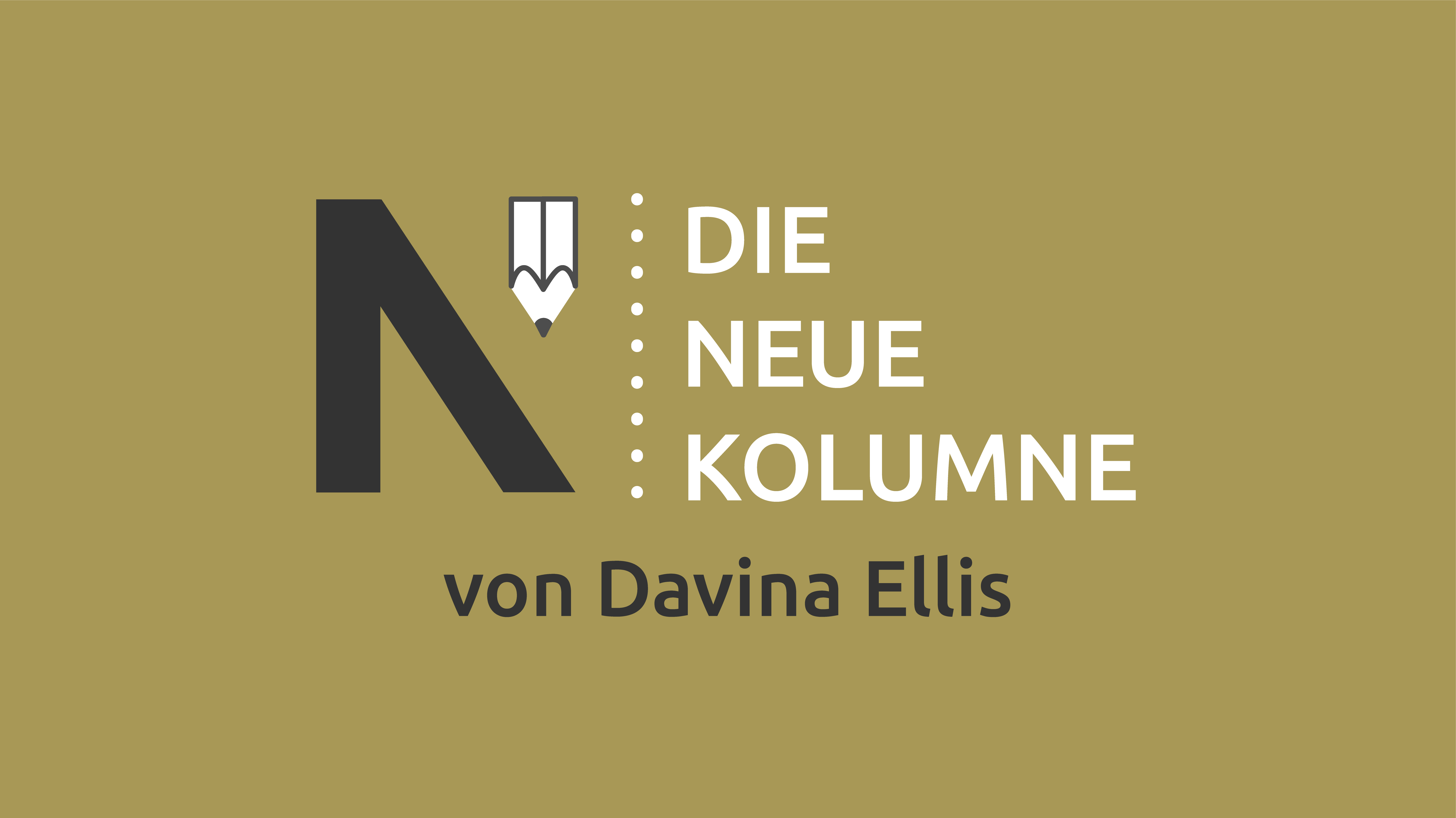 Das Logo von Die Neue Norm auf gelblichem Grund. Rechts davon steht: Die Neue Kolumne. Unten steht: Von Davina Ellis.