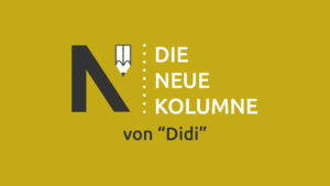 Das Logo von Die Neue Norm auf gelbem Grund. Rechts davon steht: Die Neue Kolumne. Unten steht: Von "Didi".
