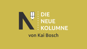 Das Logo von Die Neue Norm auf gelbem Grund. Rechts davon steht: Die Neue Kolumne. Unten steht: Von Kai Bosch.