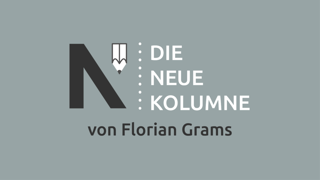 Das Logo von Die Neue Norm auf grauem Grund. Rechts davon steht: Die Neue Kolumne. Unten steht: Von Florian Grams.