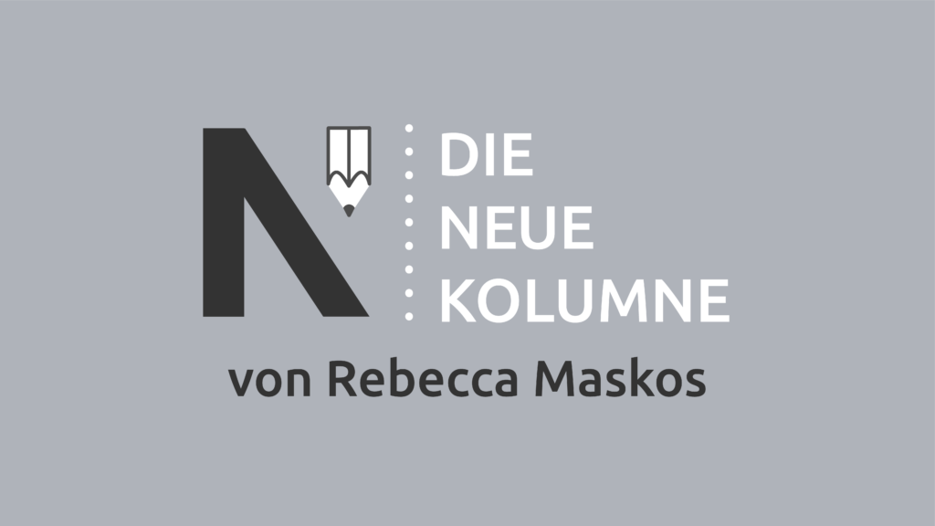 Das Logo von Die Neue Norm auf grauem Grund. Rechts davon steht: Die Neue Kolumne. Unten steht: Von Rebecca Maskos.