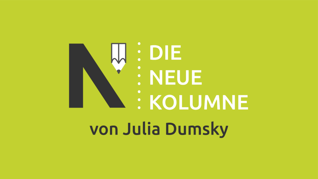 Das Logo von Die Neue Norm auf hellgrünem Grund. Rechts davon steht: Die Neue Kolumne. Unten steht: Julia Dumsky.