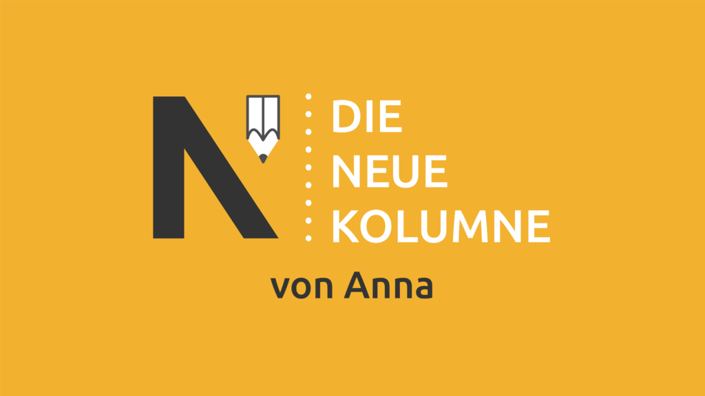 Das Logo von Die Neue Norm auf gelbem Grund. Rechts davon steht: Die Neue Kolumne. Unten steht: Von Anna.