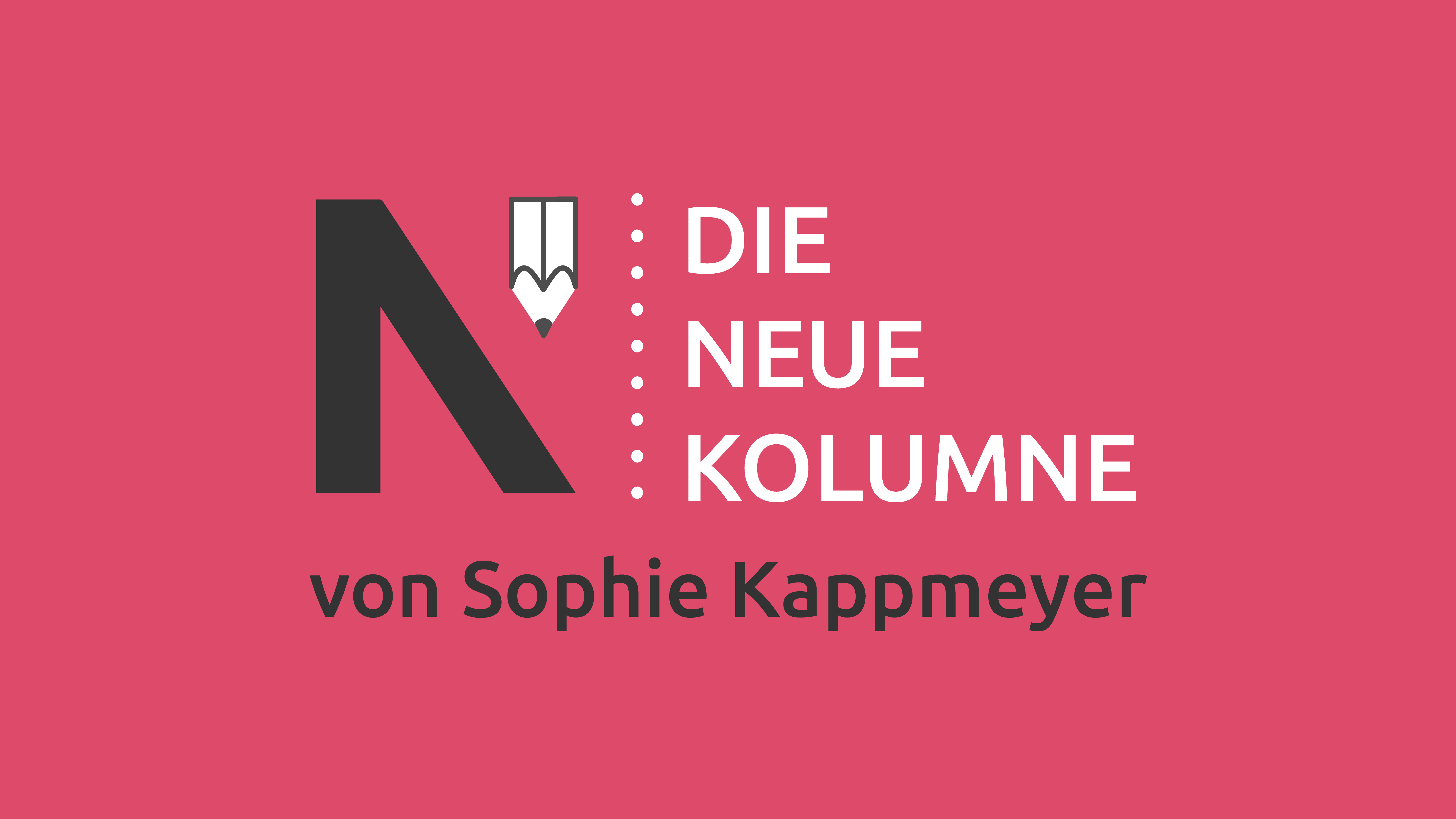 Das Logo von Die Neue Norm auf pinkem Grund. Rechts davon steht: die Neue Kolumne. Unten steht: von Sophie Kappmeyer.