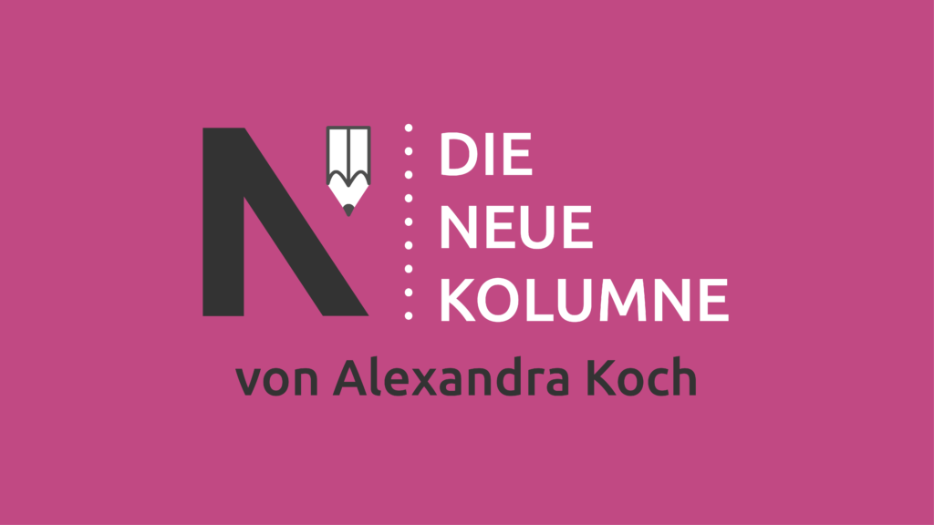 Das Logo von Die Neue Norm auf pinkem Grund. Rechts davon steht: die Neue Kolumne. Unten steht: von Alexandra Koch.