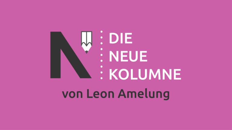 Das Logo von Die Neue Norm auf pinkem Grund. Rechts davon steht: die Neue Kolumne. Unten steht: von Leon Amelung.