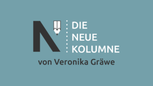 Das Logo von die neue Norm auf mintfarbenen Grund. Rechts davon steht: Die Neue Kolumne. Unten steht: von Veronika Gräwe.
