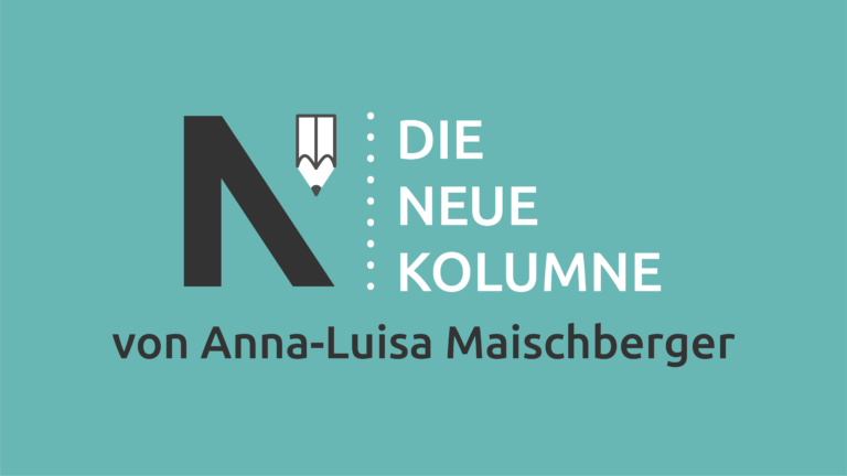 Das Logo von die neue Norm auf mintfarbenen Grund. Rechts davon steht: Die Neue Kolumne. Unten steht: Von Anna-Luisa Maischberger.