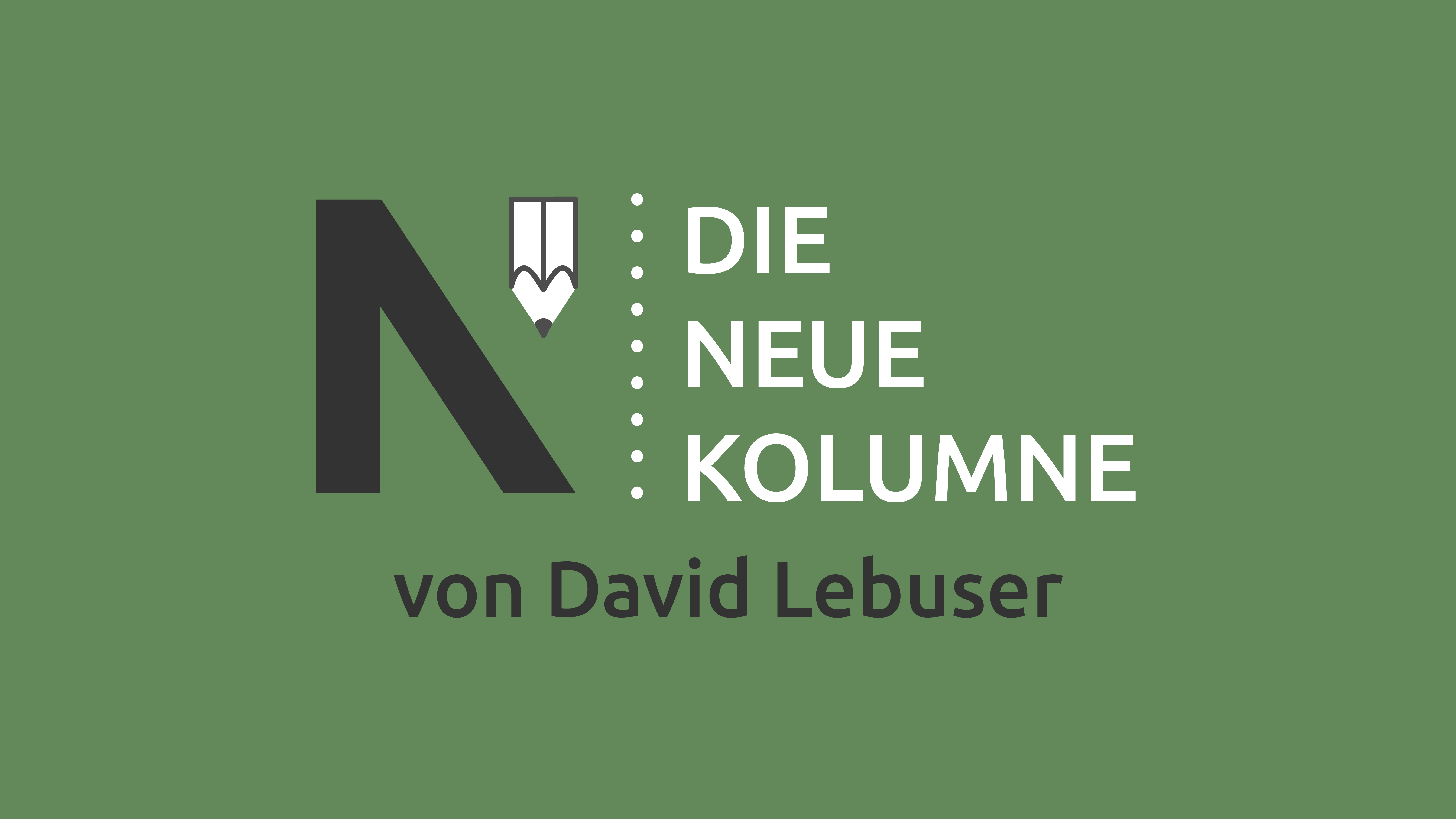Das Logo von die neue Norm auf hellgrünem Grund. Rechts davon steht: Die Neue Kolumne. Unten steht: Von David Lebuser.
