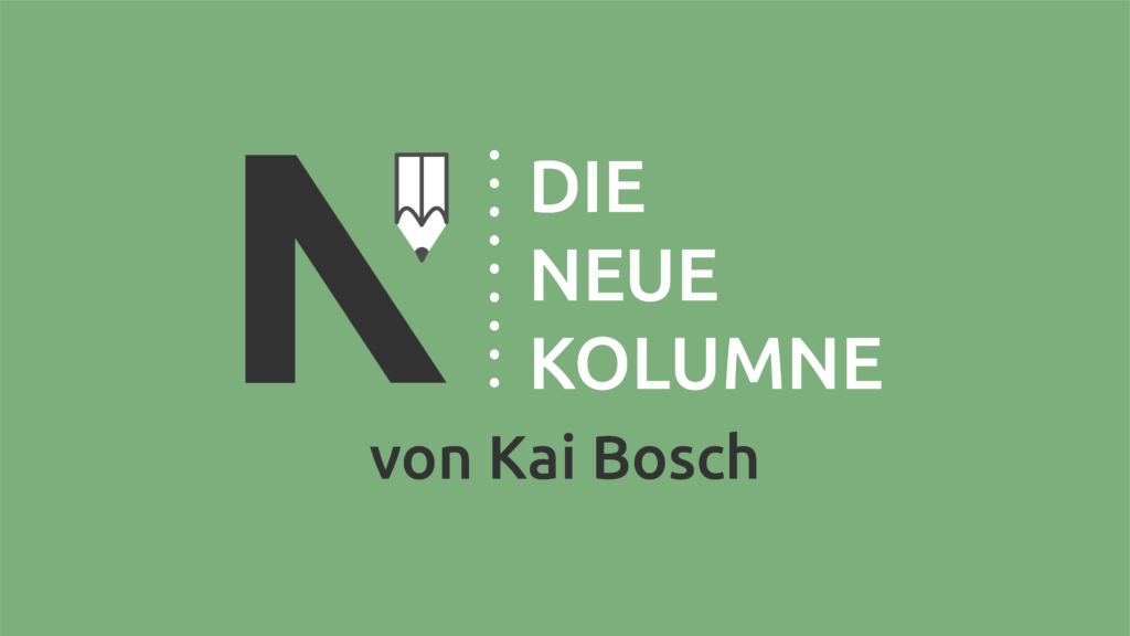Das Logo von die neue Norm auf hellgrünem Grund. Rechts davon steht: Die Neue Kolumne. Unten steht: Von Kai Bosch.