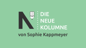 Das Logo von die neue Norm auf hellgrünem Grund. Rechts davon steht: Die Neue Kolumne. Unten steht: Von Sophie Kappmeyer.