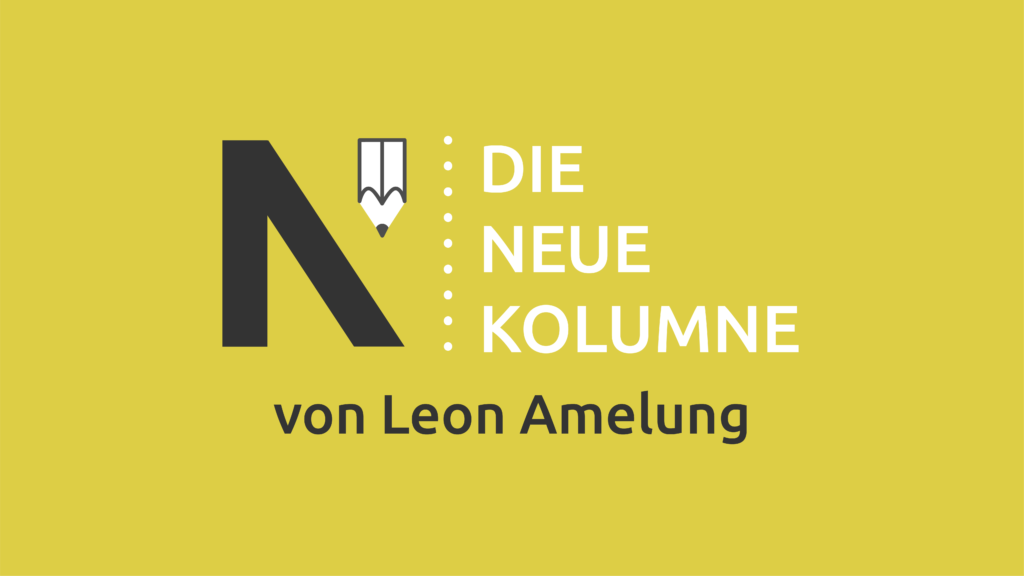Das Logo von die neue Norm auf gelbem Grund. Rechts davon steht: Die Neue Kolumne. Unten steht: Von Leon Amelung.