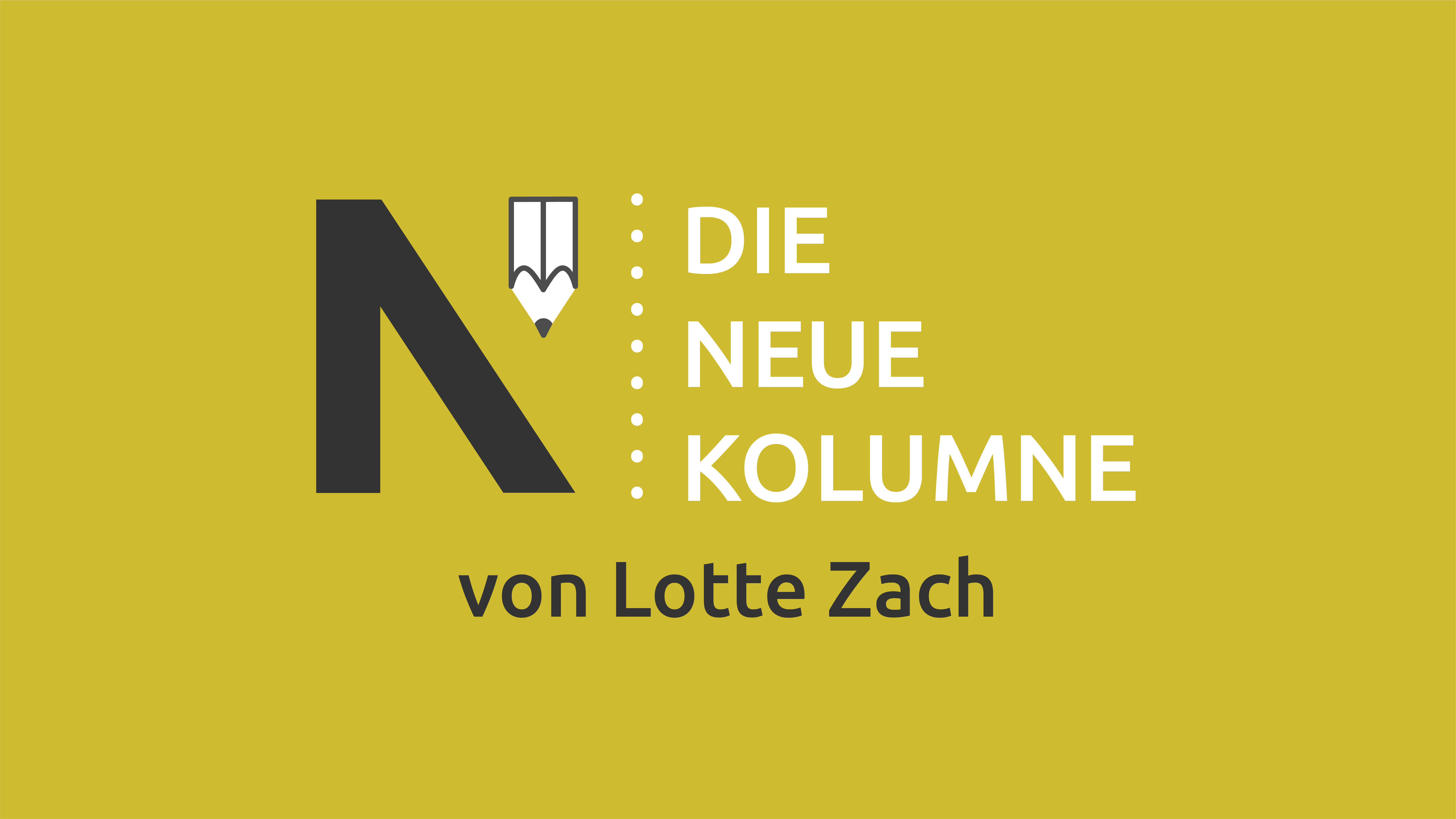 Das Logo von die neue Norm auf gelbem Grund. Rechts davon steht: Die Neue Kolumne. Unten steht: Von Lotte Zach.