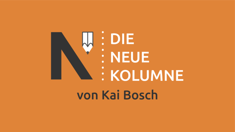 Das Logo von die neue Norm auf orangem Grund. Rechts davon steht: Die Neue Kolumne. Unten steht: Von Kai Bosch.
