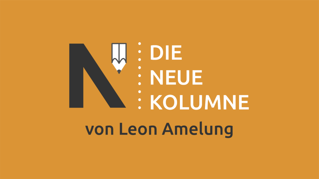 Das Logo von die neue Norm auf orangem Grund. Rechts davon steht: Die Neue Kolumne. Unten steht: Von Leon Amelung.