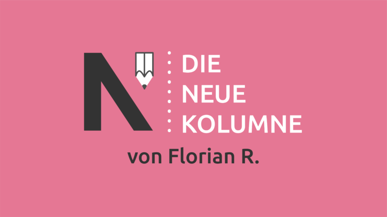Das Logo von die neue Norm auf rosa Grund. Rechts davon steht: Die Neue Kolumne. Unten steht: Von Florian R.