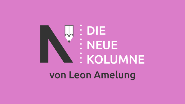Das Logo von die neue Norm auf pinkem Grund. Rechts davon steht: Die Neue Kolumne. Unten steht: Von Leon Amelung.