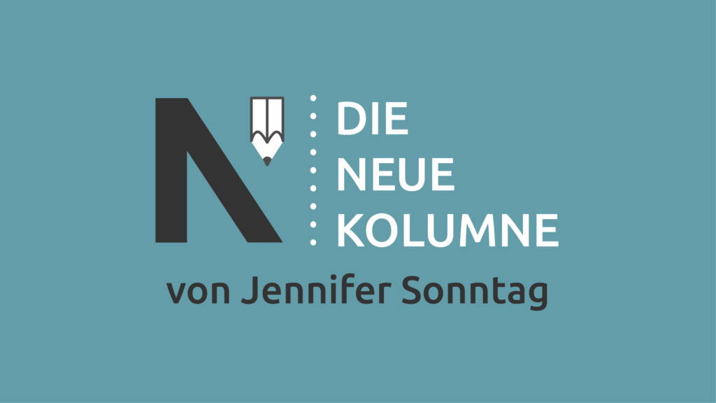 Das Logo von die neue Norm auf blaugrünem Grund. Rechts davon steht: Die Neue Kolumne. Unten steht: Von Jennifer Sonntag.
