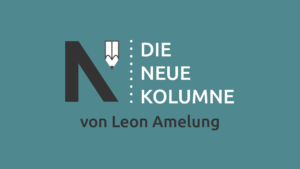 Das Logo von die neue Norm auf grünem Grund. Rechts davon steht: Die Neue Kolumne. Unten steht: Von Leon Amelung.