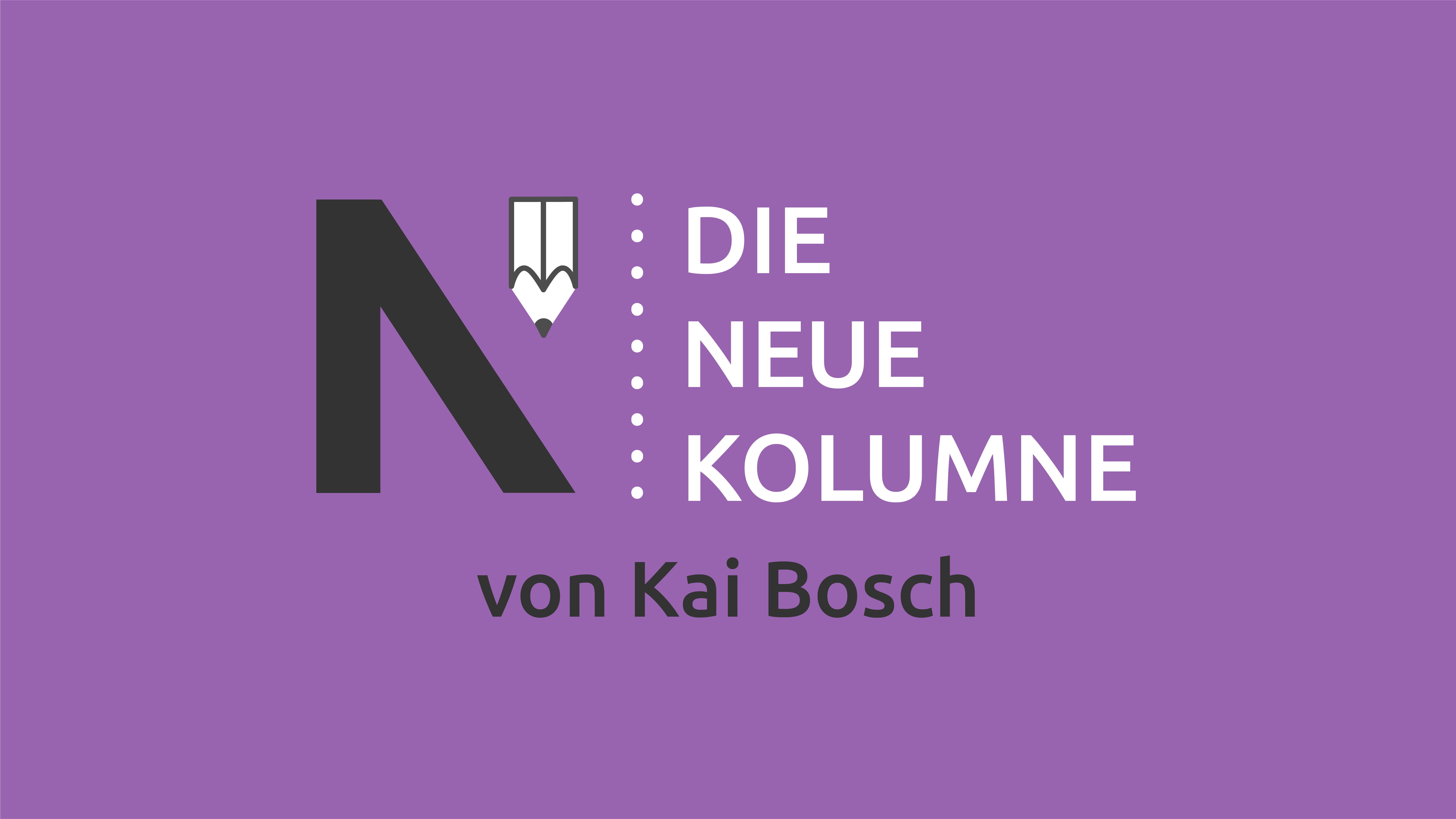 Das Logo von die neue Norm auf lila Grund. Rechts davon steht: Die Neue Kolumne. Unten steht: Von Kai Bosch.
