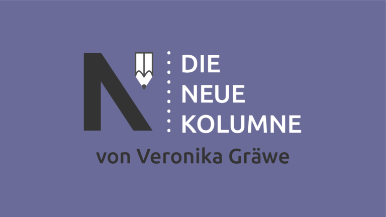 Das Logo von die neue Norm auf grauem Grund. Rechts davon steht: Die Neue Kolumne. Unten steht: Von Veronika Gräwe.
