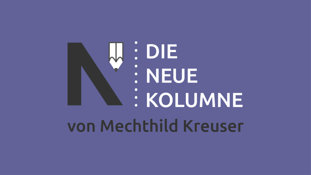 Das Logo von die neue Norm auf lila Grund. Rechts davon steht: Die Neue Kolumne. Unten steht: Von Mechthild Kreuser.