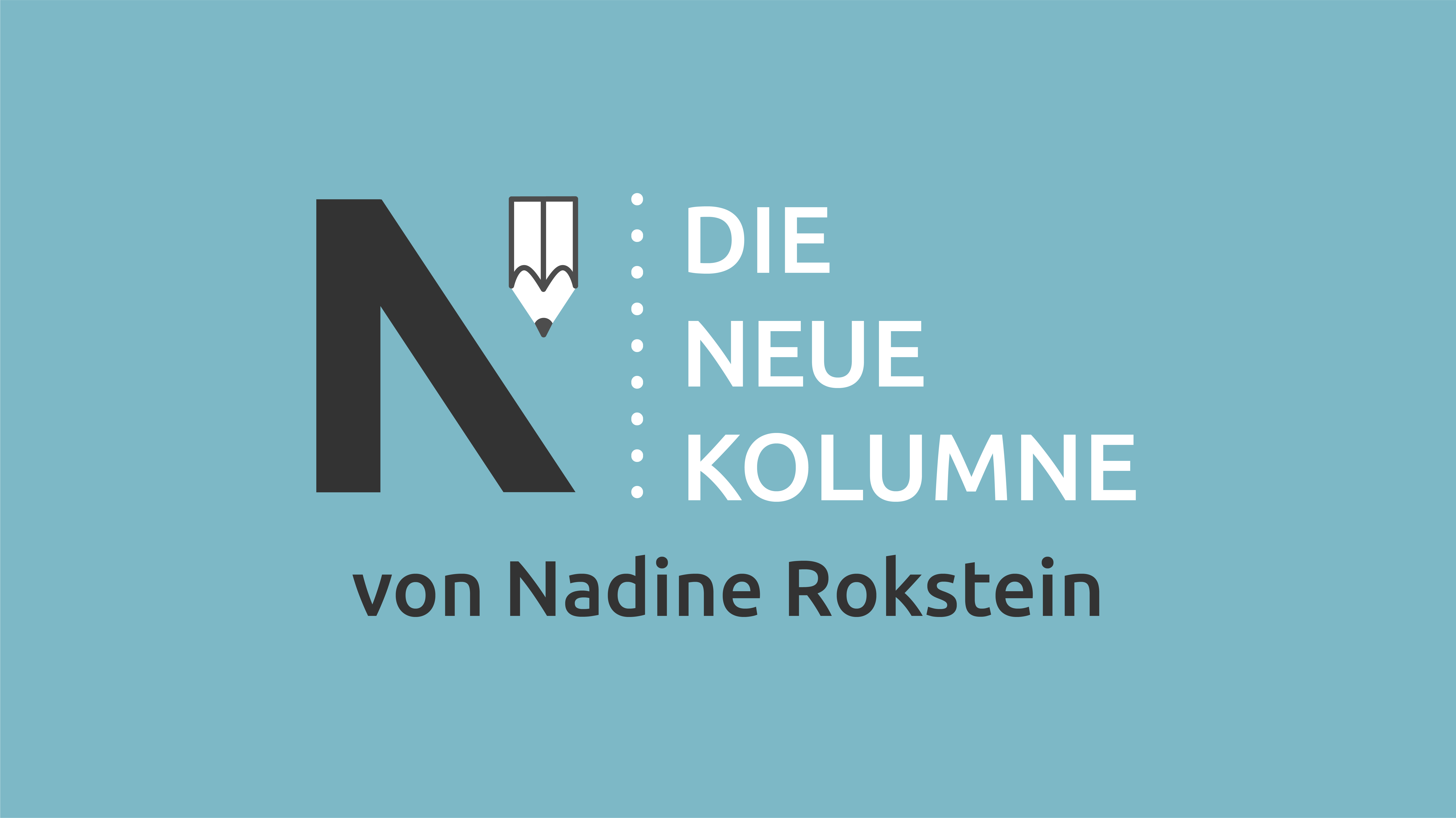 Das Logo von die neue Norm auf hellblauem Grund. Rechts davon steht: Die Neue Kolumne. Unten steht: Von Nadine Rokstein.