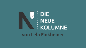 Das Logo von die neue Norm auf grünem Grund. Rechts davon steht: Die Neue Kolumne. Unten steht: Von Lela Finkbeiner.