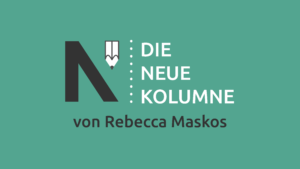 Das Logo von die neue Norm auf grünem Grund. Rechts davon steht: Die Neue Kolumne. Unten steht: Von Rebecca Maskos.