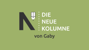 Das Logo von die neue Norm auf blassgrünem Grund. Rechts davon steht: Die Neue Kolumne. Unten steht: Von Gaby.