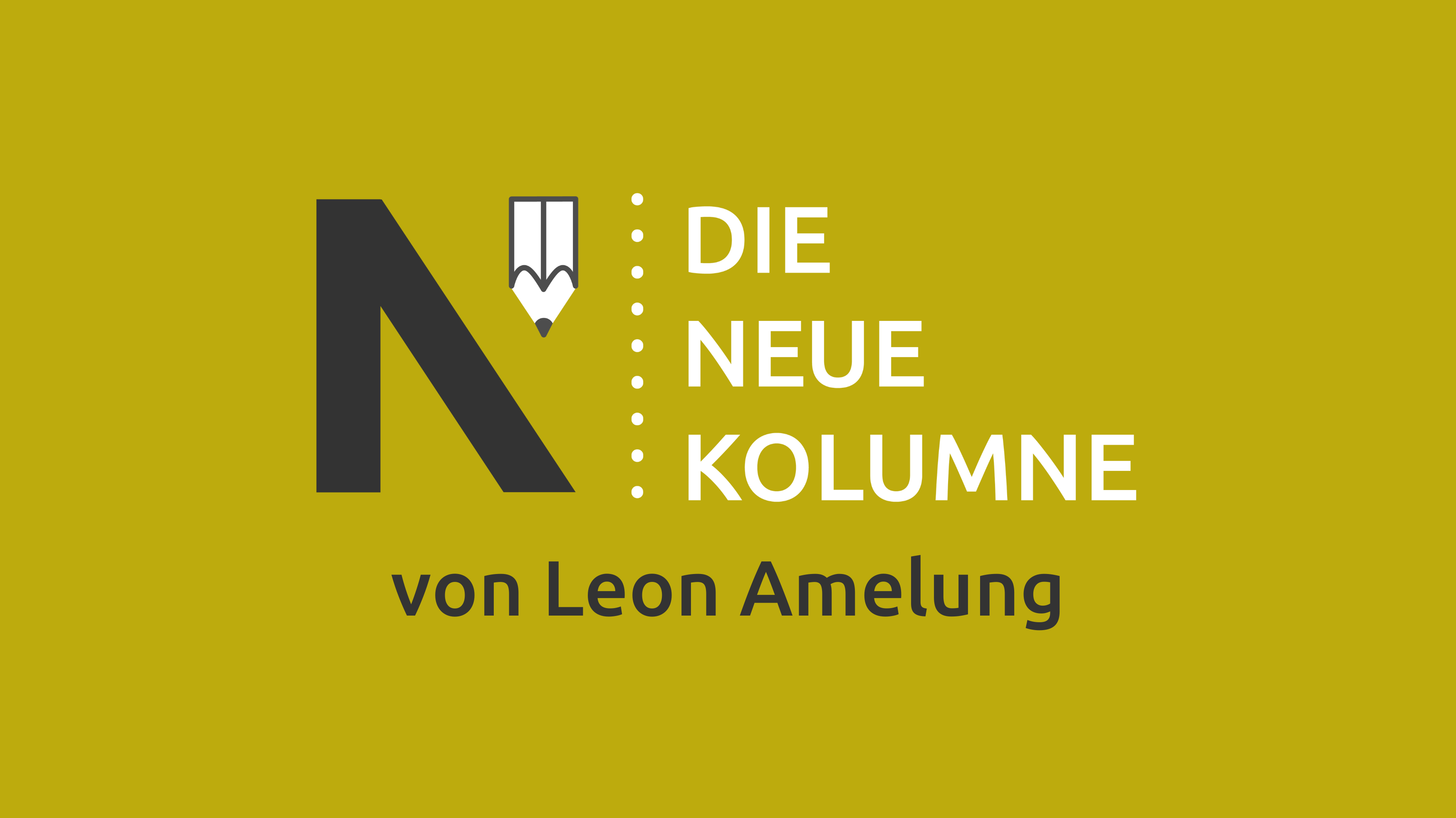 Das Logo von die neue Norm auf gelbem Grund. Rechts davon steht: Die Neue Kolumne. Unten steht: Von Leon Amelung.