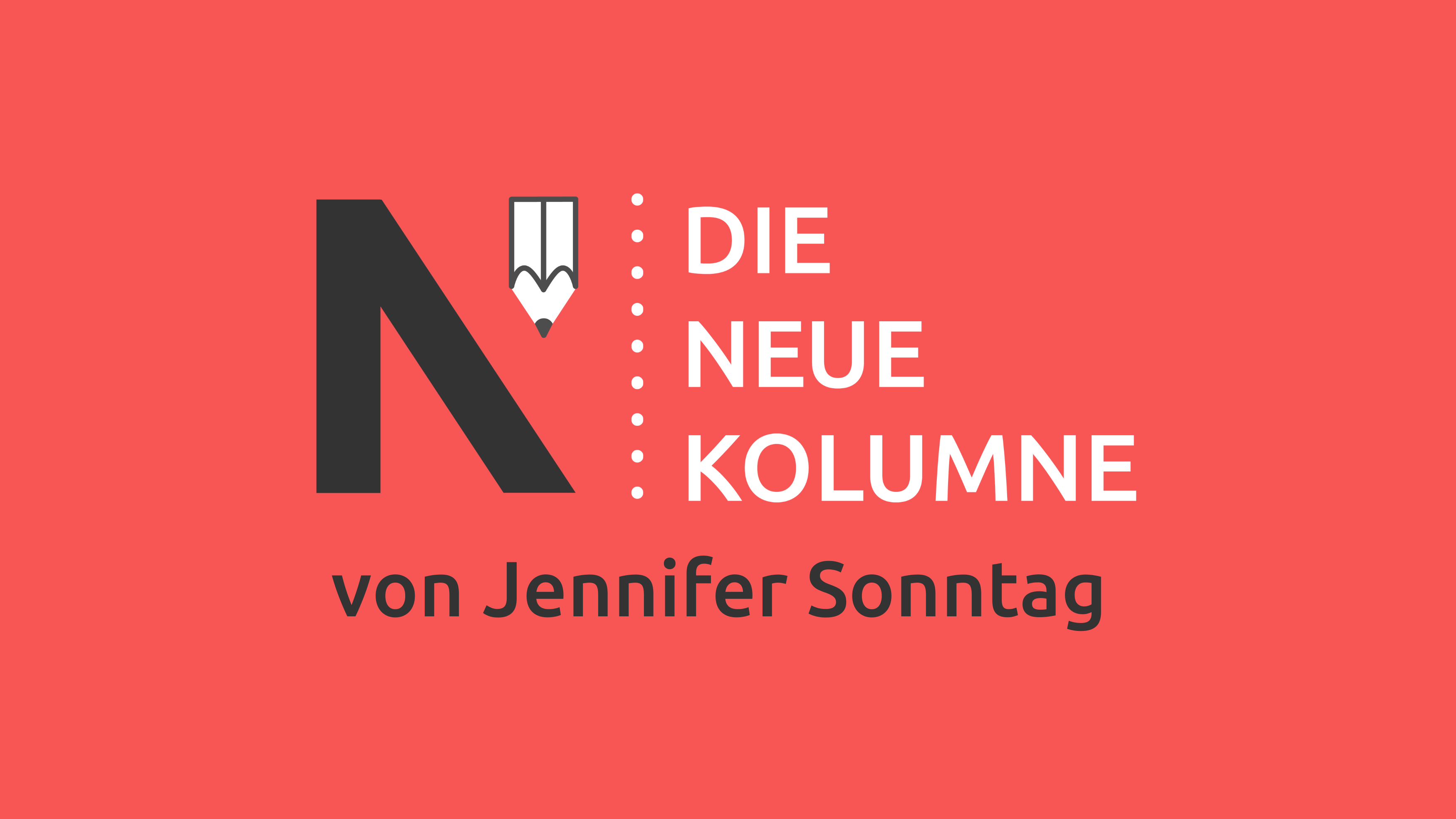 Das Logo von die neue Norm auf rotem Grund. Rechts davon steht: Die Neue Kolumne. Unten steht: Von Jennifer Sonntag.