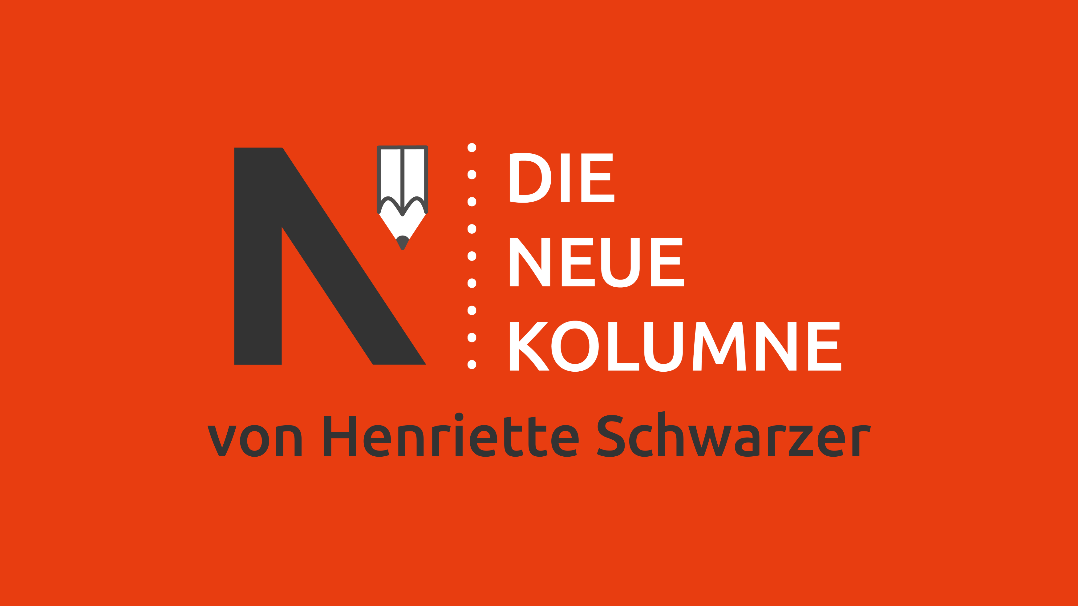 Das Logo von Die Neue Norm auf orangenem Grund. Rechts davon steht; Die Neue Kolumne. Unten steht: von Henriette Schwarzer.