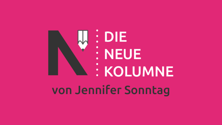 Das Logo von die neue Norm auf pinkem Grund. Rechts davon steht: Die Neue Kolumne. Unten steht: Von Jennifer Sonntag.