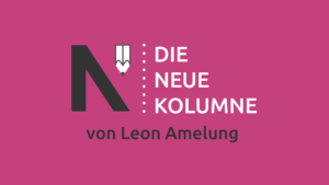 Das Logo von Die Neue Norm auf pinkem Grund. Rechts daneben steht: Die Neue Kolumne. Unten steht: von Leon Amelung.