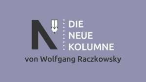 Das Logo von Die Neue Norm auf hellblauen Grund. Rechts davon steht: Die Neue Kolumne. Unten steht: von Wolfgang Raczkowsky