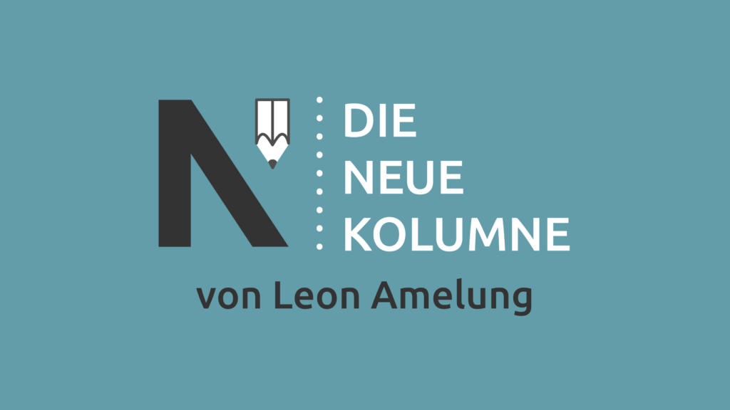 Das Logo von Die Neue Norm auf türkisem Grund. Rechts davon steht: Die Neue Kolumne. Unten steht: von Leon Amelung