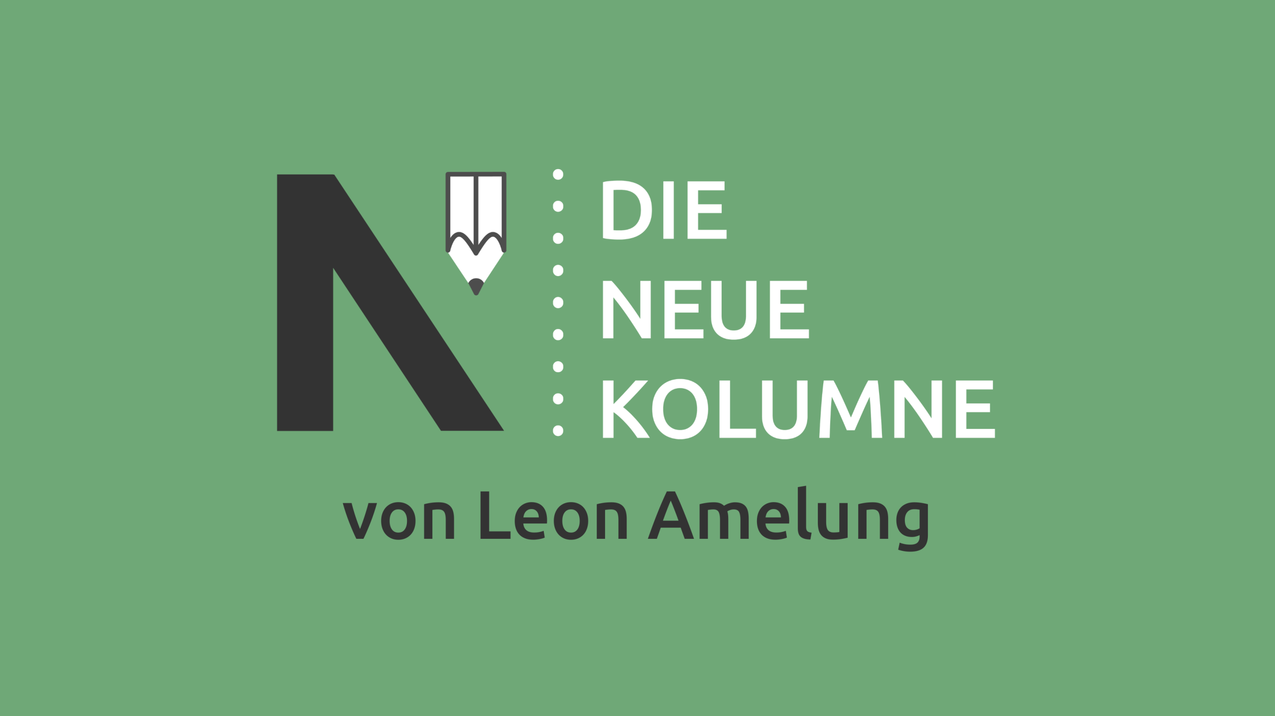 Logo Die Neue Kolumne von Leon Amelung auf grasgrünem Hintergrund